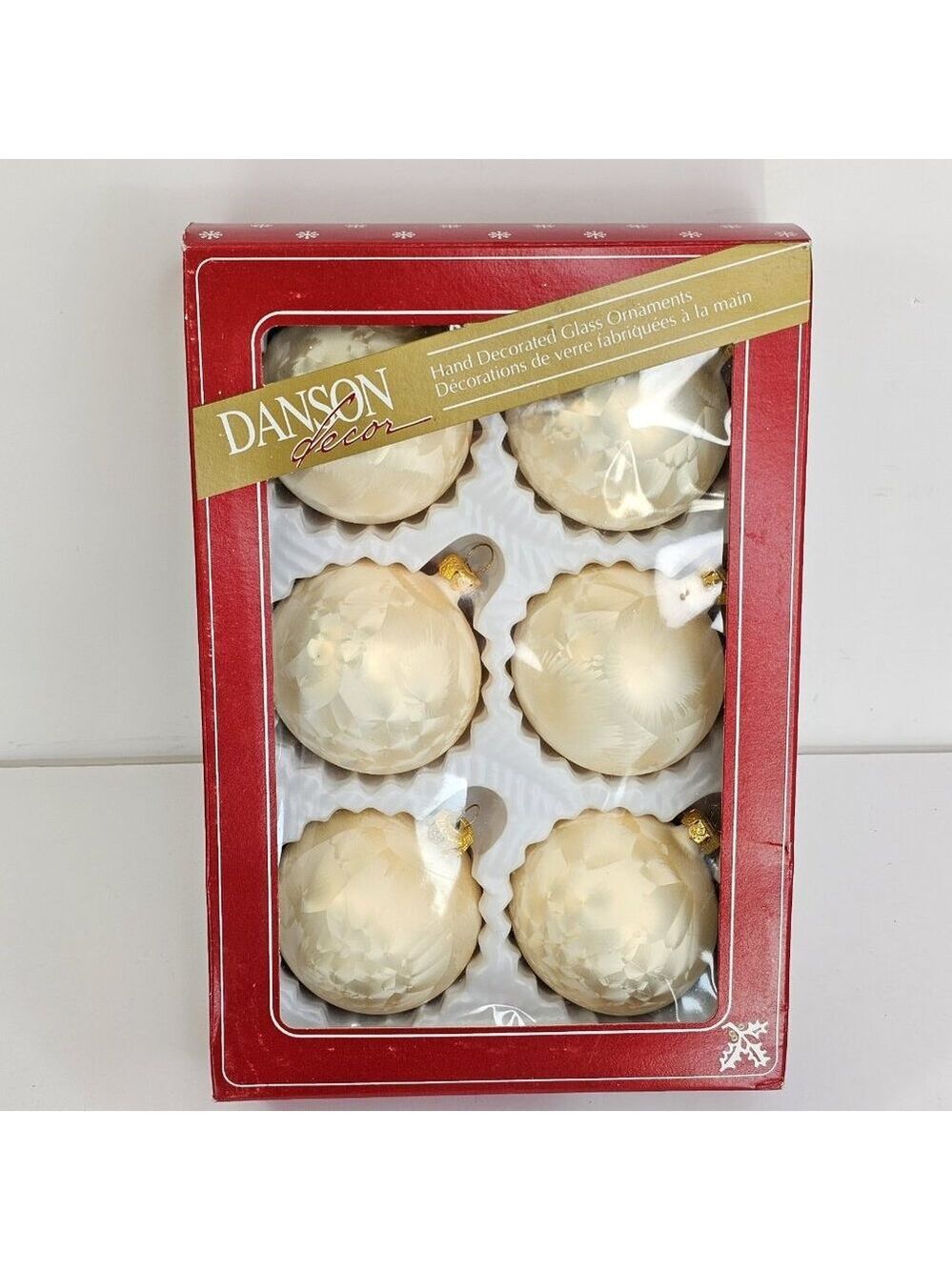 Vintage Glass Christmas Ornaments Danson White Round - Picture 7 of 8